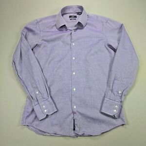 Hugo Boss Button Down Shirt Regular Fit Enzo Micro Check Purple Mens 15.5 39